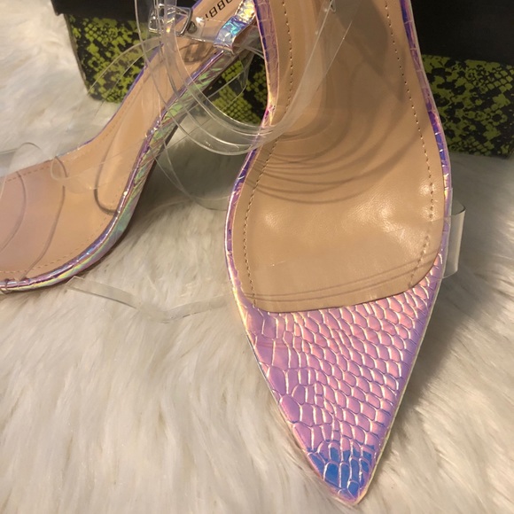 Iridescent Clear Strappy Heels - Picture 3 of 9